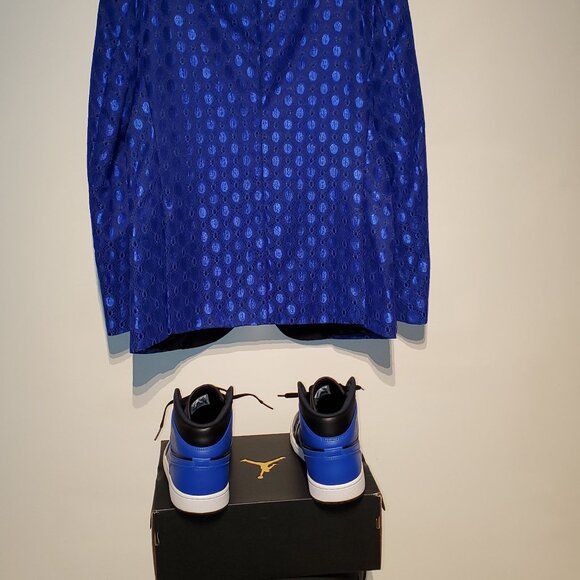 Custom RJ Hyper Royal Jacket W/ Matching Nike Jordan 1 Mid Sneakers 40 Reg MINT - Picture 9 of 16